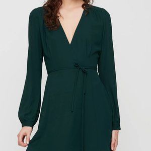 Aritzia Sunday Best Alexi Dark Green Long-sleeve wrap dress